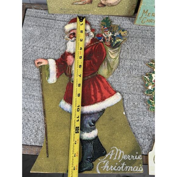 Wooden Christmas Signs Modeled After Antique Xmas Postcards Santa Lot Of 4- Read - Picture 7 of 10